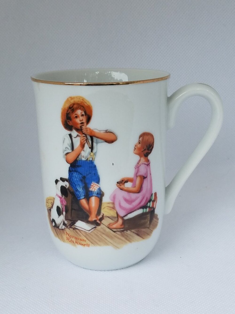 Vintage Norman Rockwell Museum Collection "Music Master" Porcelain Mug Gold Trim